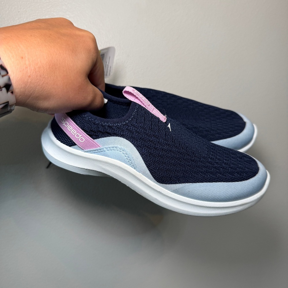 Speedo Girls Shore Explore 2.0 Water Shoes Navy Pink Slip On Size S 13-1 NEW